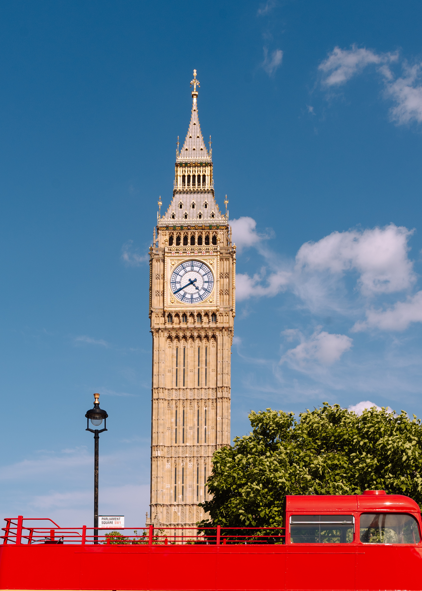 Big Ben London England with Red Bus